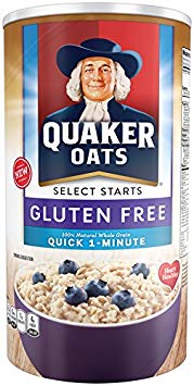 Quaker Oats Gluten Free 1-Minute Quick Oats, Breakfast Cereal, 18 Ounce Canister