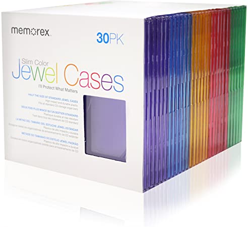 Memorex 30-Pack Slim CD Jewel Case (5mm)- Assorted Colors