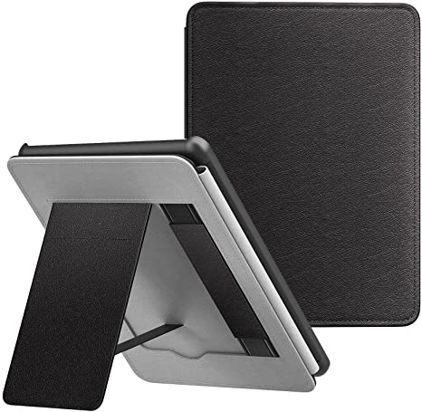 MoKo Case for 6.8" Kindle Paperwhite (11th Generation-2021) and Kindle Paperwhite Signature Edition, Lightweight PU Leather Cover Stand Shell with Hand Strap for Kindle Paperwhite 2021, Black