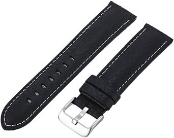 Hadley-Roma Mens MSM906RA-220 22-mm Black Genuine Leather Watch Strap