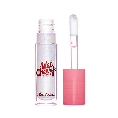 Lime Crime Wet Cherry Lip Gloss (DISCO CHERRY). High Shine, Non-Sticky Lip Gloss in Rainbow Iridescent. (0.1 fl oz / 2.96 ml)