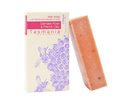 Damask Rose French Clay Soap Bar | 100% Natural & Organic Gourmet Ingredients Essential Oils & Leatherwood Honey | No Synthetic Chemicals | Deep Cleansing | Handmade in Tasmania Australia