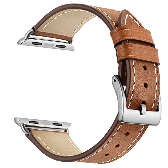 Leather Band for Apple Watch, Sport iWatch Strap with Stainless Metal Buckle iwatch Series 1 2 3 Strap