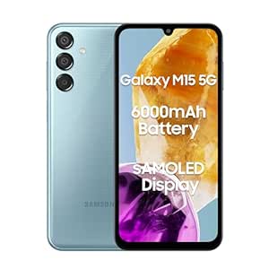 Samsung Galaxy M15 5G (Celestial Blue,4GB RAM,128GB Storage)| 50MP Triple Cam| 6000mAh Battery|MediaTek Dimensity 6100 | 4 Gen. OS Upgrade & 5 Year Security Update|Super AMOLED Display|Without Charger