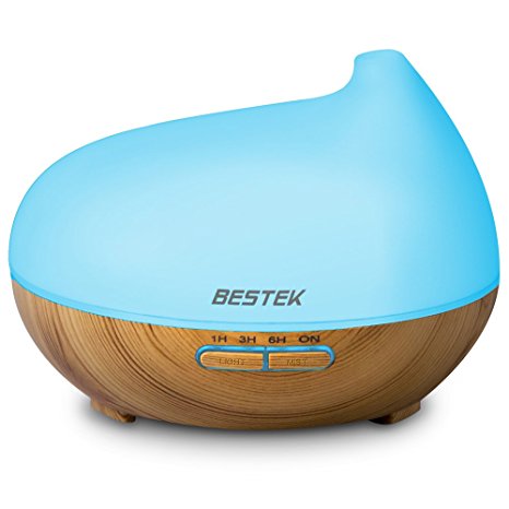 Diffuser, BESTEK Upgraded 300ml Aromatherapy Diffuser Essential Oil Diffuser Wood Grain Ultrasonic Diffuser with Waterless Auto Shut-off Function for Home, Bedroom, Office,Yoga Spa