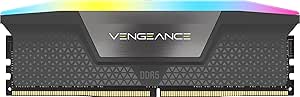 CORSAIR Vengeance RGB DDR5 RAM 16GB (1x16GB) 5200MHz CL40-40-40-77 1.25V AMD Expo Intel XMP 3.0 Desktop Computer Memory – Gray (CMH16GX5M1B5200Z40)