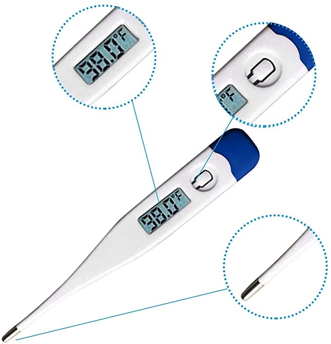 Riforla Digital Body Thermometer: Top Oral, Rectal & Underarm Temperature Thermometer, Fast Read Waterproof Medical, Suitable for Adults & Kids, Flexible Tip & Auto Shut Off, FDA and CE (A, Display ℉)