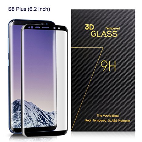 Bestfy Galaxy S8 Plus Screen Protector, 3D Curved Full Coverage Whole Tempered Glass for Galaxy S8 Plus, Black