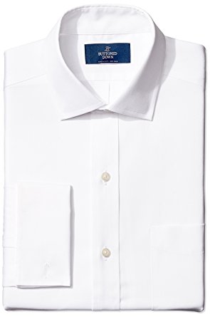 Buttoned Down Men's Classic Fit French Cuff Spread-Collar Non-Iron Dress Shirt with Pocket