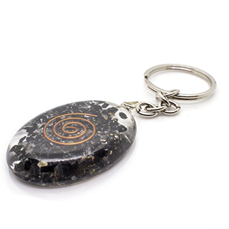 Piezo Electric Orgonite Keychain with Bionized Black Tourmaline Crystals – Tested Cho Ku Rei Reiki Charged Cell Phone Radiation Shield and EMF Protection Device – Portable Negative Energy Transformer