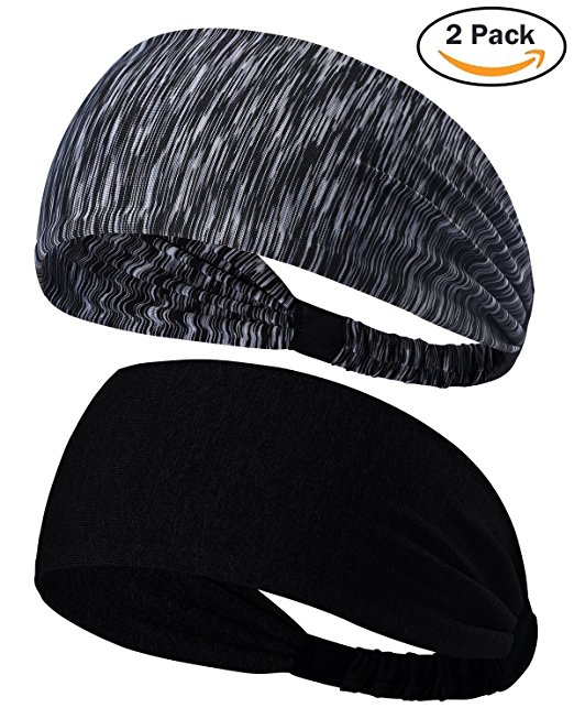 KQueenStar Wide Headbands For Women - Yoga Sport Athletic Sweatband Travel Fitness Elastic Wicking Non Slip Style Bandana Headbands Headscarf fits Men Women