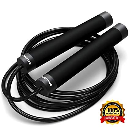 Ballistyx Jump Rope - Premium Speed Jump Rope with 360 Degree Spin, Silicone Grips, Steel Handles and Adjustable Power Cable - for Crossfit, Gym & Home Fitness Workouts & More