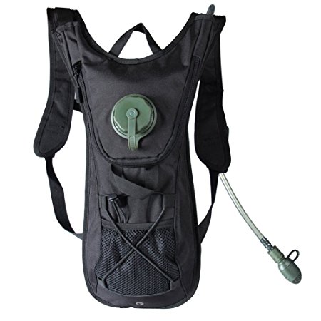 2.5L Tactical Backpack Hydration with Bladder for Hiking Cycling Climbing Hunting Running - Black & Camo