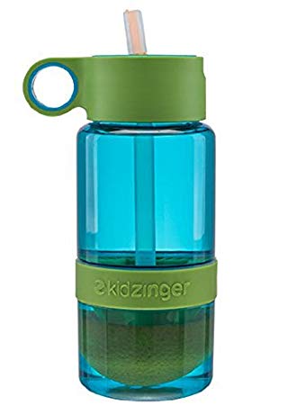 Citrus Zinger Mini by Zing Anything, Active Infusion Water Bottle, Citrus Fruit Infusion, BPA EA free Tritan, Reusable Water Bottle, Hydration, Infusion Technology, Flip Up Straw Cap, 16 oz., Blue