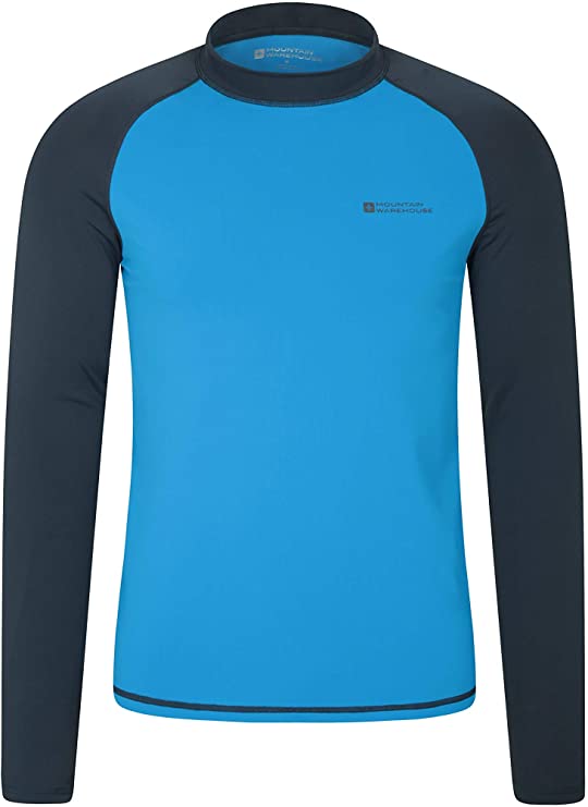 Mountain Warehouse Mens Long Sleeves Rash Vest - Quick Drying Rash Guard, Prevents Chafing, UPF50  Sun Protection Rash Top with Flat Seams - for Swimming & Surfing