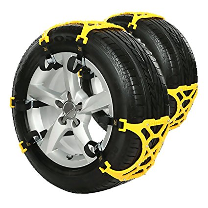 DINOKA Anti Snow Chains of Car - Emergency Thickening Rubber Anti-Skid Chain , Fits for Tire Width 165mm-285mm Car/SUV/Truck (Include 6 sets Anti-skid Chains,Give Snow Shovel,Glove)