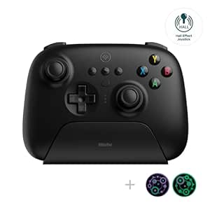 8Bitdo Ultimate 2.4g Wireless Controller with Charging Dock, Hall Effect Joystick Update, Pro Gamepad with Back Buttons & Turbo Function for PC, Android, Steam Deck & Apple (Black)