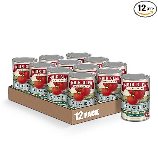 Muir Glen Organic San Marzano Style Diced Tomatoes With Italian Herbs, 14.5 oz (Pack of 12)