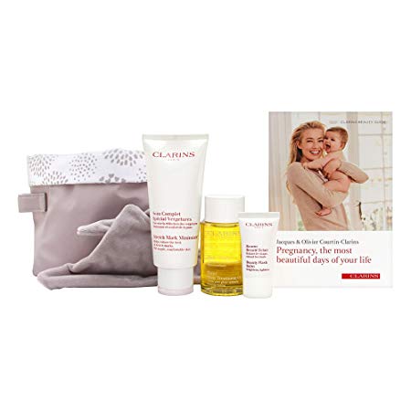 Clarins Beautiful Pregnant Set: Stretch Mark Minimizer 200ml  Body Oil 100ml  Flash Balm 15ml   Lip Perfector 5ml   Bag 4pcs 1bag