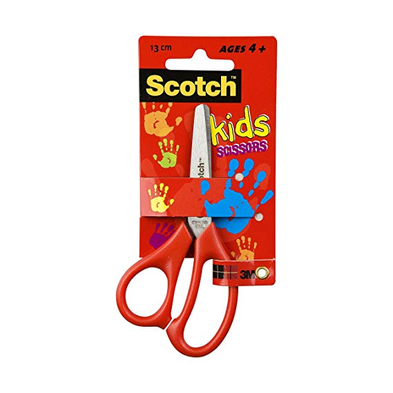 Scotch Kids Scissors, 1 Pair, Blunt, Stainless Steel, Red, 5.1"