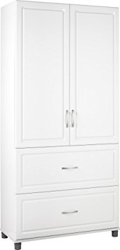 SystemBuild Kendall 36" 2 Door/2 Drawer Storage Cabinet, White Stipple