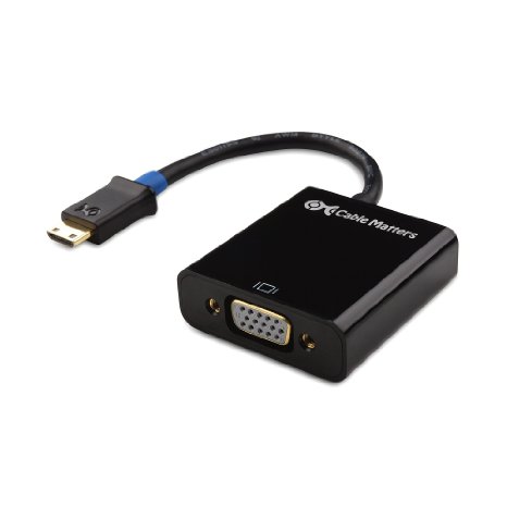 Cable Matters Active Mini HDMI to VGA Adapter with Micro-USB Power in Black