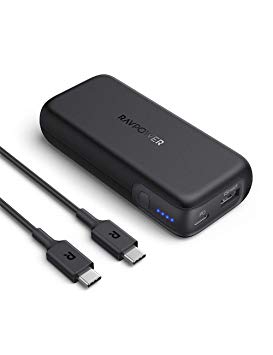 RAVPower USB C Portable Charger 10000mAh, Power Bank Power Delivery (18W) External Battery Pack for iPhone 11/Pro/Max/ 8/ X/XS, Samsung Galaxy S10, and More - Black