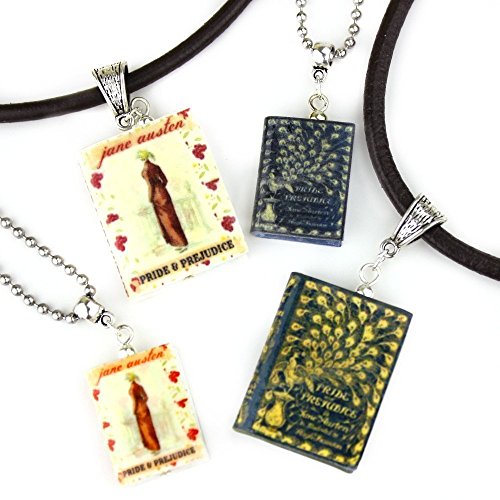 PRIDE AND PREJUDICE Polymer Clay Mini Book Pendant Necklace by Book Beads * Choose Your Necklace Type * Pick Your Edition