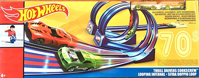 Hot Wheels Throwback Thrill Drivers Corkscrew Track Set