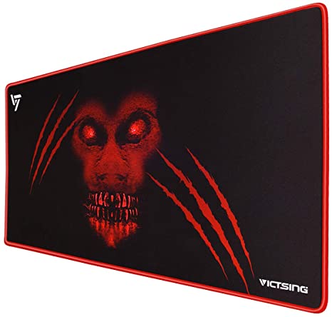 VicTsing [30% Larger] Extended Gaming Mouse Pad with Stitched Edges, Long XXL Mousepad (31.5x15.7In), Desk Pad Keyboard Mat, Non-Slip Base, Water-Resistant, for Work & Gaming, Office & Home, Red