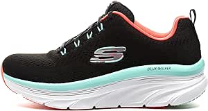 Skechers Women's Sneaker, Black Mesh Mint Trim, 6