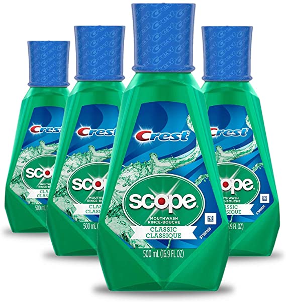 Crest Scope Classic Mouthwash, Original Formula, 16.9 fl oz. (Pack of 4)