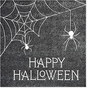 American Greetings 50-Count 5 in. x 5 in. Beverage Napkins, Spiderweb Halloween Party Supplies