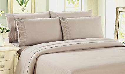 Bamboo Living Eco Friendly Egyptian Comfort Bedding 3 Piece Duvet Cover Set with 2 Pillow Shams, Beige Color, King Size