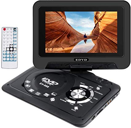 Smyidel 9.8" Portable DVD Player Supports SD Card/USB Port/CD/DVD, Remote Controller,2 Hour Rechargeable Battery, 9" Eye-Protective Screen, Support AV-in/Out,Region Free (Black)