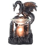 Mythical Winged Dragon Guarding Castle Electric Oil Warmer or Wax Tart Burner for Decorative Medieval and Gothic Decor Statues and Figurines As Aromatherapy Essential Scented Oil Gifts for Dragon Lovers
