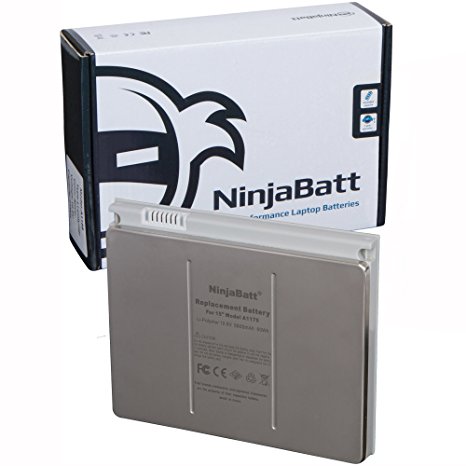 NinjaBatt Laptop Battery for Apple MacBook Pro 15 inch [Years 2006/7/8 Only] A1175 A1211 A1226 A1150 A1260 MA348LL/A MA348G/A 661-3864 661-4600 - High performance - Li-Polymer/5600mAh/60Wh/10.8v