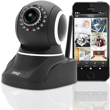 Pyle Indoor Wireless Security IP Camera - 1mp HD 720p Home WiFi Nanny Remote Video Monitor - Electronic Motorized Rotating PTZ Pan Tilt Network Surveillance, Voice Mic Audio for Mobile & PC - PIPCAM8