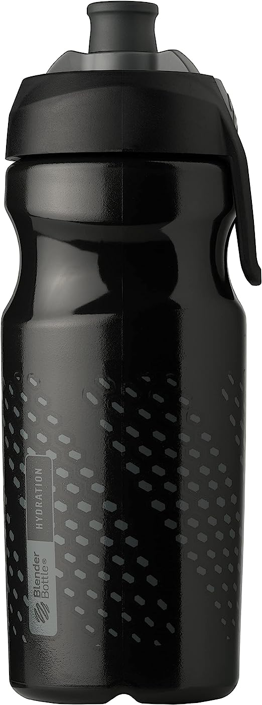 BlenderBottle Hydration Halex Squeeze Water Bottle with Straw, 22-Ounce, Black