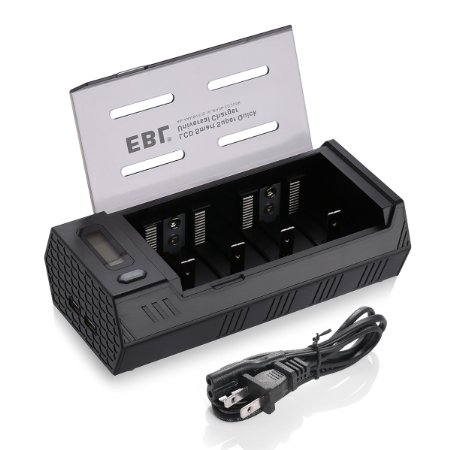 EBL Upgraded Universal 2nd Battery Charger for AA AAA C D 9V Ni-MH Ni-CD Rechargeable Batteries with Dual USB Port and Discharge Function