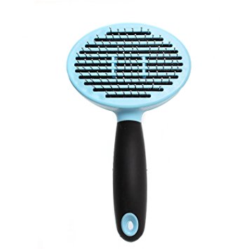 Raffaelo Dog Comb Professional Pet Dog Grooming Brush with Easy Eject Button Comb Teeth for Dogs, Dog Massage and Cats - Blue