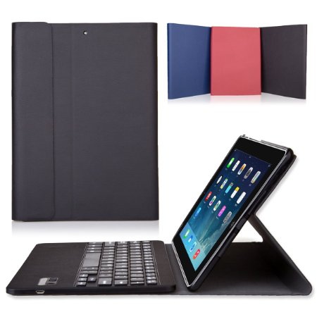 MoKo Apple iPad Air Cover Case - Portfolio Wireless Bluetooth Keyboard Case for iPad Air  iPad 5 5th Gen Tablet BLACK With Smart Cover Auto Wake  Sleep