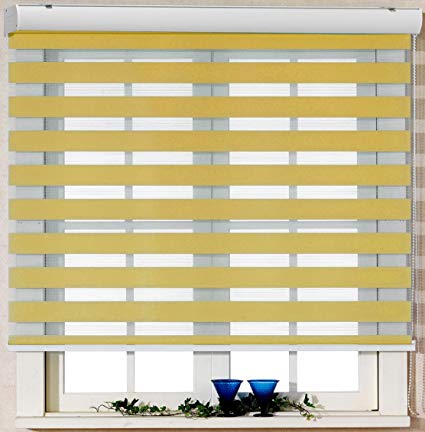 Foiresoft Custom Cut to Size, [Winsharp Basic, Mustard, W 35 x H 64 inch] Zebra Roller Blinds, Dual Layer Shades, Sheer or Privacy Light Control, Day and Night Window Drapes, 20 to 103 inch Wide