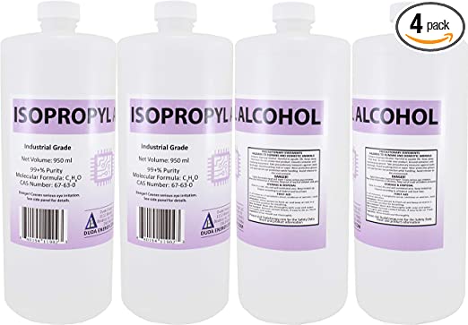 Duda Energy 4 X 950ml Bottles of 99+% Pure Isopropyl Alcohol Industrial Grade IPA Concentrated Rubbing Alcohol, 128.4 Fl Oz