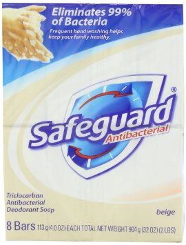 Safeguard Antibacterial Soap Beige 8-Count Bath Size Bars 4 Oz Pack of 3