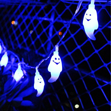 Battery Powered 20 LED Halloween Ghost String Lights - 7.2ft(2.2m) 20 LED Fairy String Lights Decor Lights for Indoor, Holiday, Festival, Party Decor, Blue T006