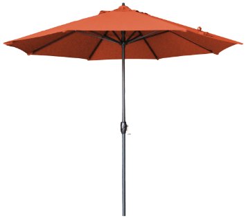 California Umbrella 9-Feet Olefin Fabric Aluminum Auto Tilt Market Umbrella with Bronze Pole, Sunset Orange