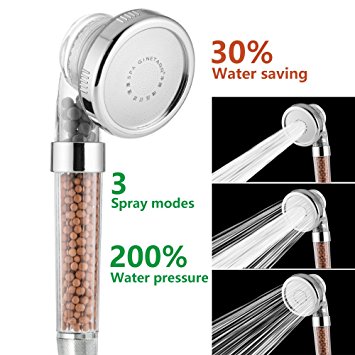 Ionic Shower Head, Filter Handheld Shower Head 3-Way Spray hand shower with Ion Mineral Balls by Nosame …