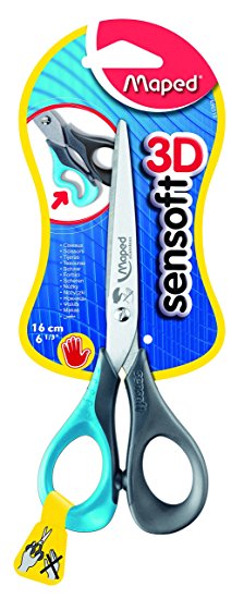 Maped Sensoft Left Handed Scissors with Flexible Handles 6.33 Inch, Assorted Colors (696510)