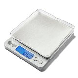 Etekcity 2000g Digital Pocket Scale Stainless Steel Backlit Display Tare Hold and PCS Features 001oz Resolution